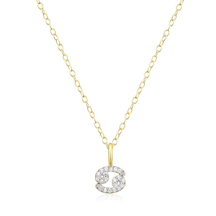 Cancer Zodiac Necklace with Lab-Created Diamonds, Gold