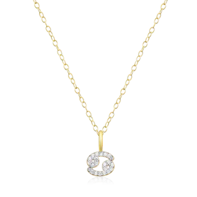 Cancer Zodiac Necklace with Lab-Created Diamonds, Gold