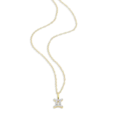 Gemini Zodiac Necklace with Lab-Created Diamonds, Gold