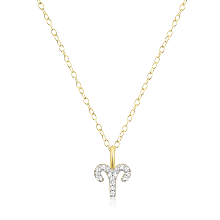 Aries Zodiac Necklace with Lab-Created Diamonds, Gold