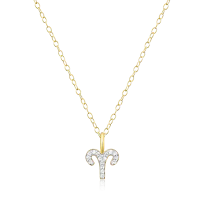 Aries Zodiac Necklace with Lab-Created Diamonds, Gold