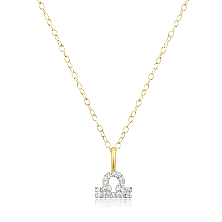 Libra Zodiac Necklace with Lab-Created Diamonds, Gold