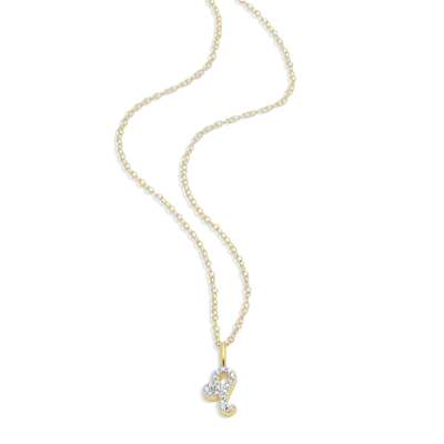 Leo Zodiac Necklace with Lab-Created Diamonds, Gold
