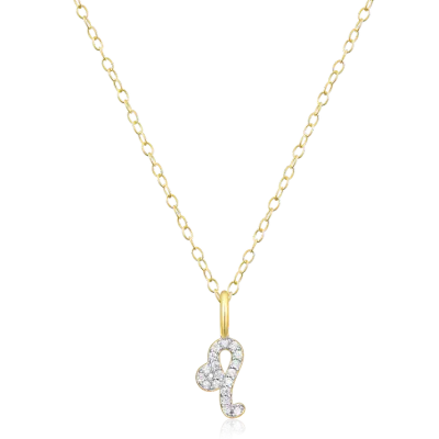 Leo Zodiac Necklace with Lab-Created Diamonds, Gold