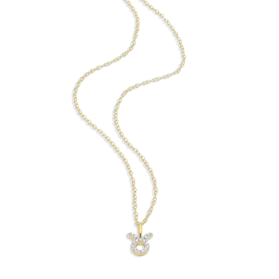 Taurus Zodiac Necklace with Lab-Created Diamonds, Gold