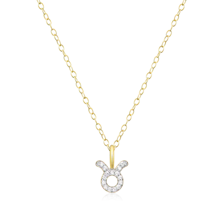 Taurus Zodiac Necklace with Lab-Created Diamonds, Gold