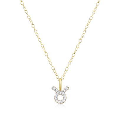 Taurus Zodiac Necklace with Lab-Created Diamonds, Gold