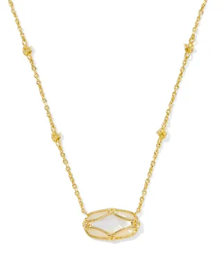 Kendra Scott Elisa Lattice Frame Necklace, Gold/Ivory Mother-of-Pearl