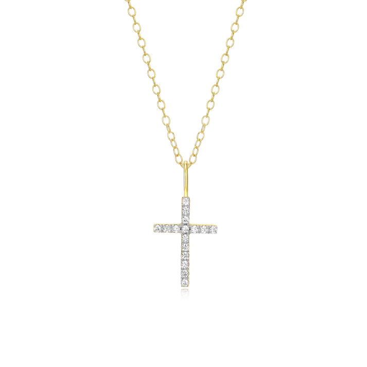 Cross Necklace with Lab-Created Diamonds, Gold