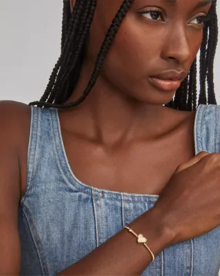 Kendra Scott Ari Heart Stretch Bracelet, Gold/Ivory Mother-of-Pearl