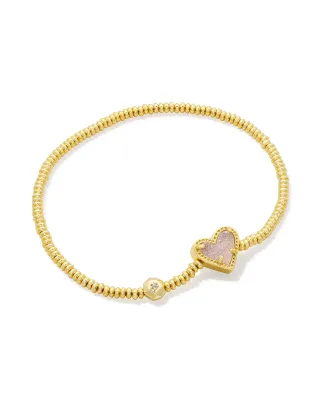 Kendra Scott Ari Heart Stretch Bracelet, Gold/Iridescent Druzy