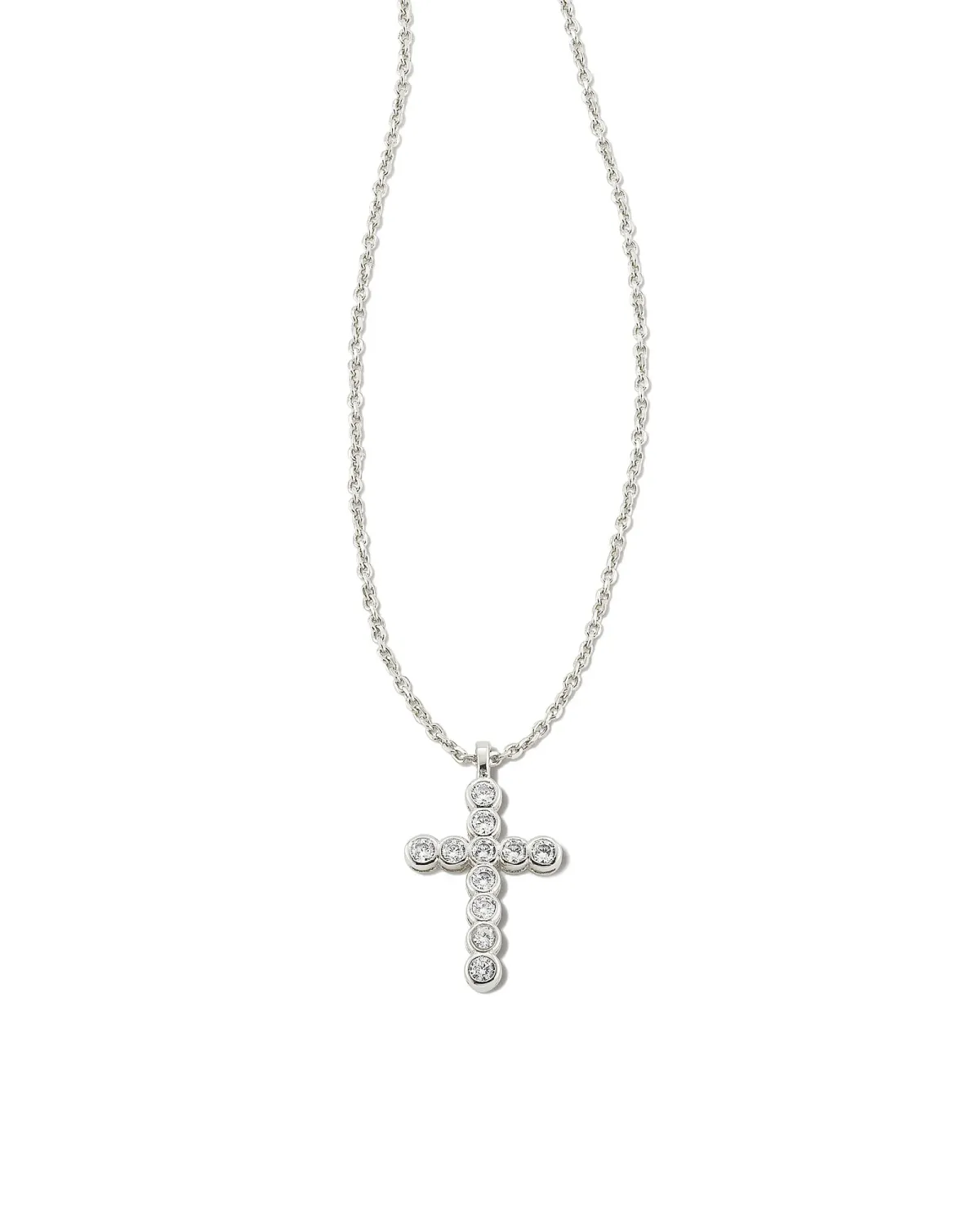 Kendra Scott Cross Pendant Necklace, Silver/CZ