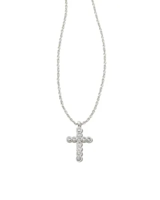 Kendra Scott Cross Pendant Necklace, Silver/CZ