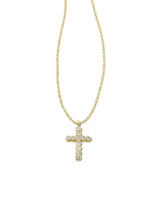 Kendra Scott Cross Pendant Necklace, Gold/CZ