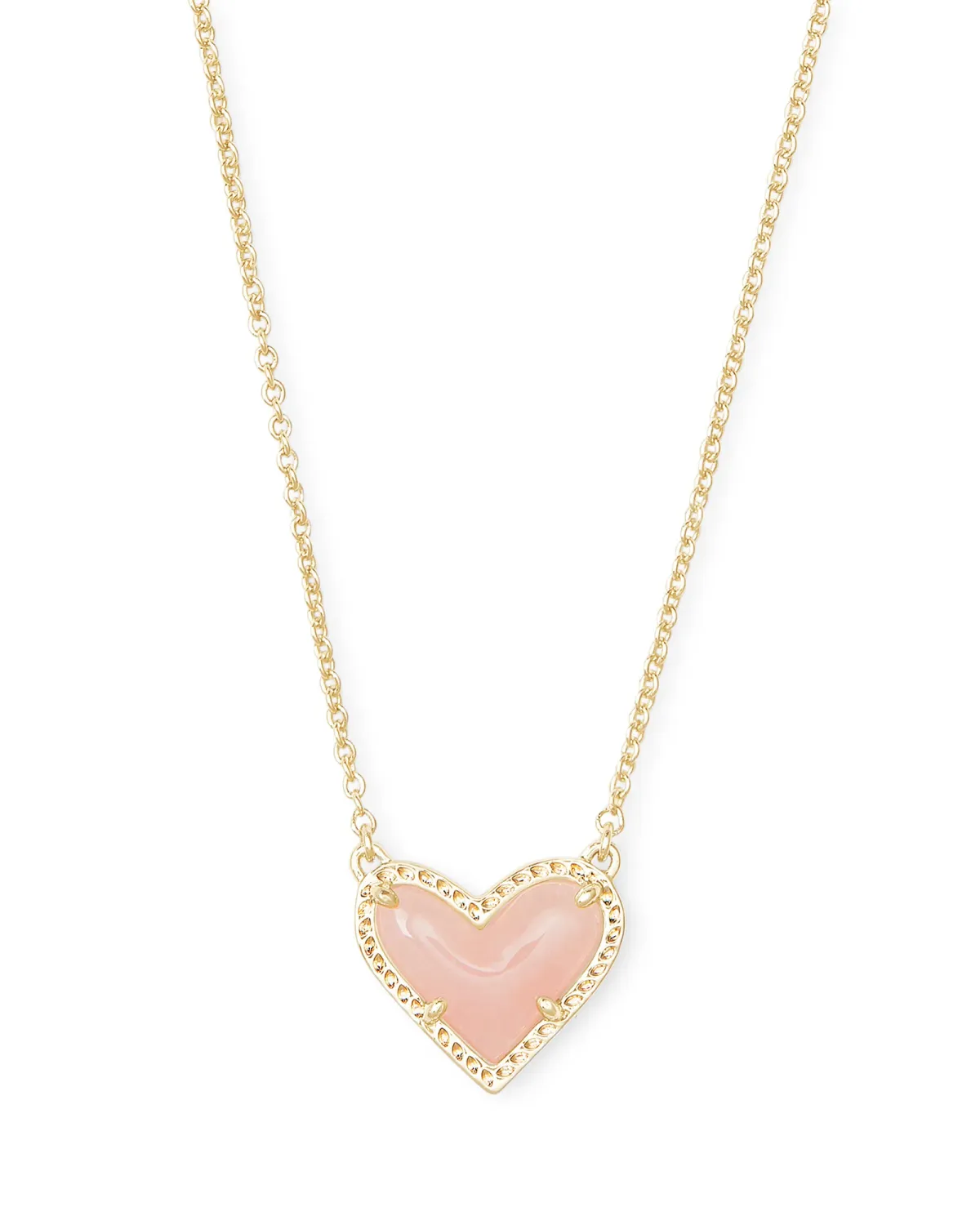 Kendra Scott Ari Heart Necklace, Gold/Rose Quartz