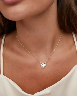 Kendra Scott Ari Heart Necklace, Gold/Dichroic Glass