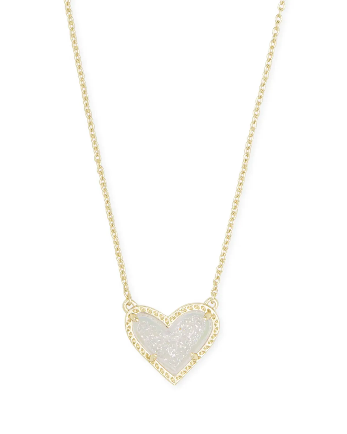 Kendra Scott Ari Heart Necklace, Gold/Iridescent Druzy