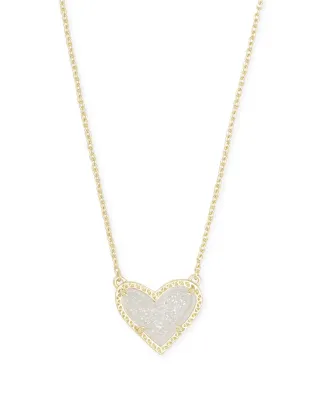 Kendra Scott Ari Heart Necklace, Gold/Iridescent Druzy