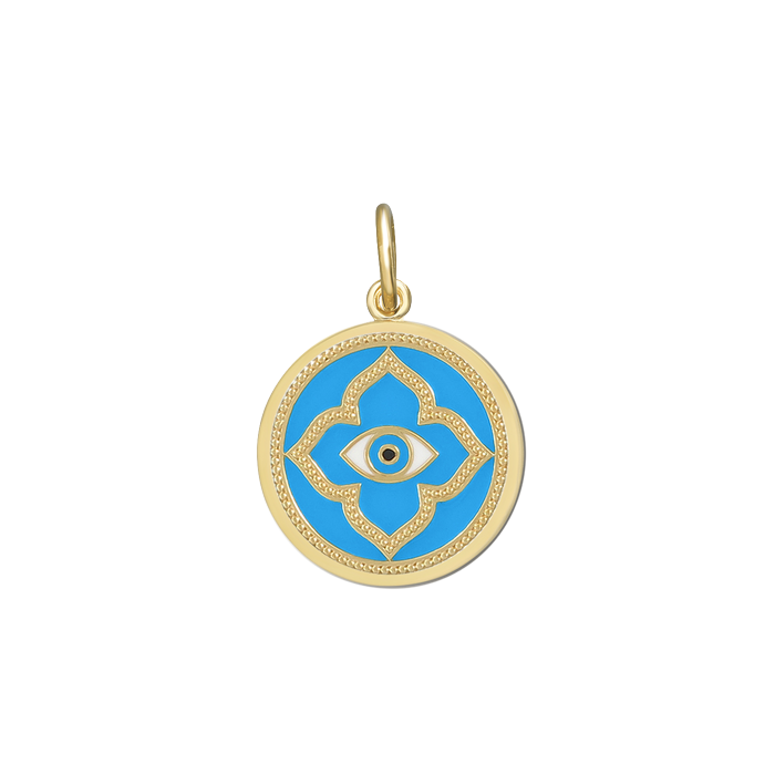 LOLA Evil Eye Pendant, All Gold/Turquoise/Small
