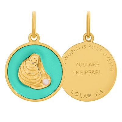 LOLA Oyster Pendant, All Gold/Seafoam/Small