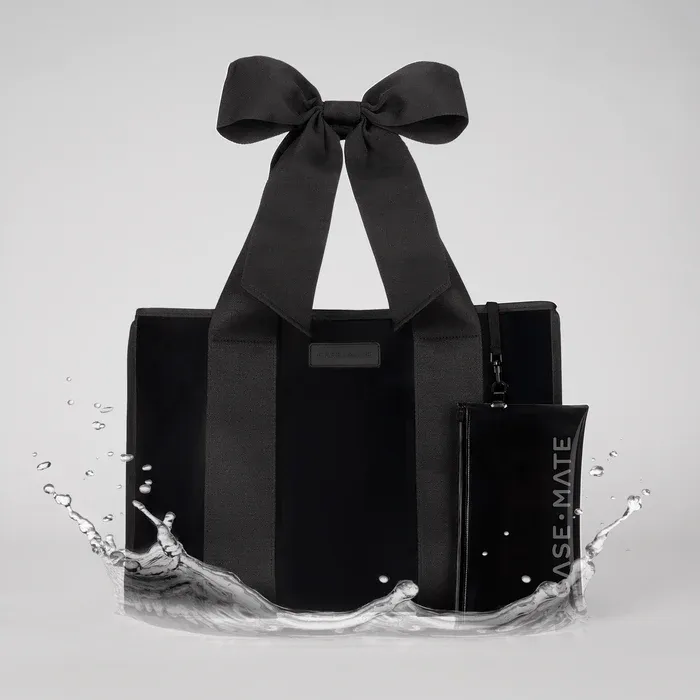Midnight Black Special Edition Bow Beach Tote with Phone Pouch