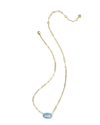 Kendra Scott Elisa Enamel Frame Paperclip Necklace, Gold/Periwinkle