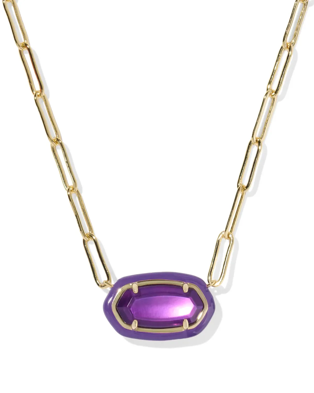 Kendra Scott Elisa Enamel Frame Paperclip Necklace, Gold/Purple