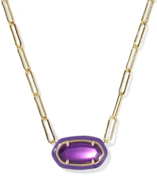 Kendra Scott Elisa Enamel Frame Paperclip Necklace, Gold/Purple