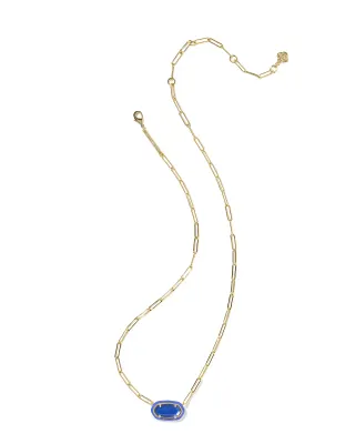 Kendra Scott Elisa Enamel Frame Paperclip Necklace, Gold/Cobalt