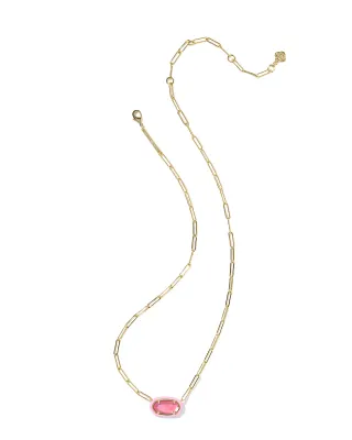 Kendra Scott Elisa Enamel Frame Paperclip Necklace, Gold/Bright Pink