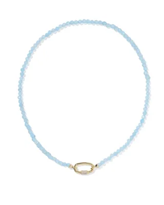 Kendra Scott Emery Beaded Necklace, Gold/Light Blue Chalcedony