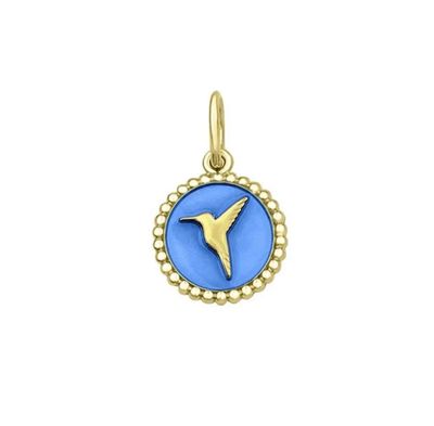LOLA Hummingbird Pendant, All Gold/Periwinkle/Small