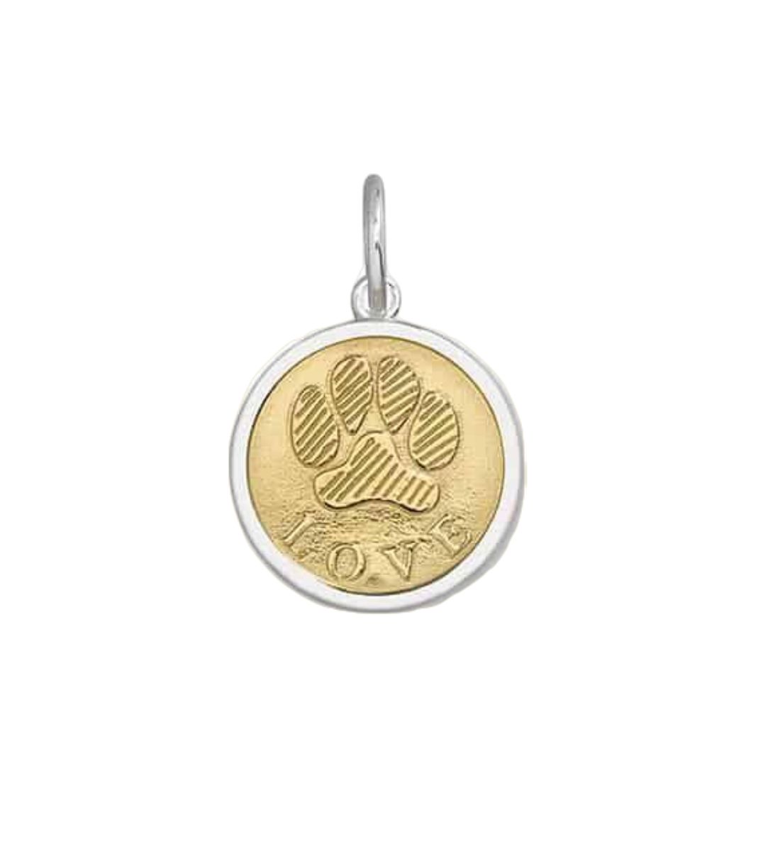 LOLA Paw Print Pendant, Gold Center/Small