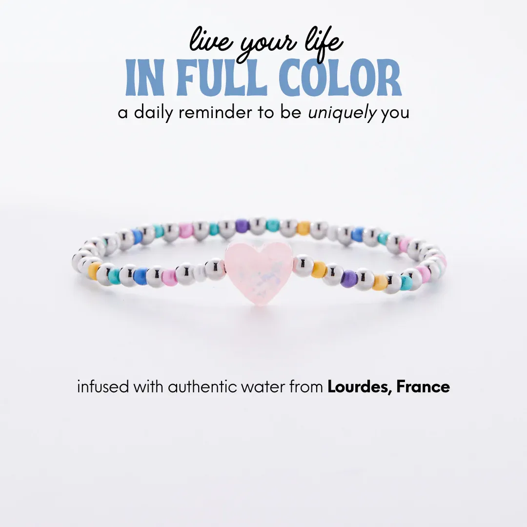 Holy Water Heart Bracelet, Silver Ombre