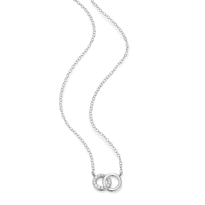 Twin Circle Necklace with Lab-Created Diamonds, Silver