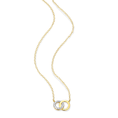 Twin Circle Necklace with Lab-Created Diamonds, Gold