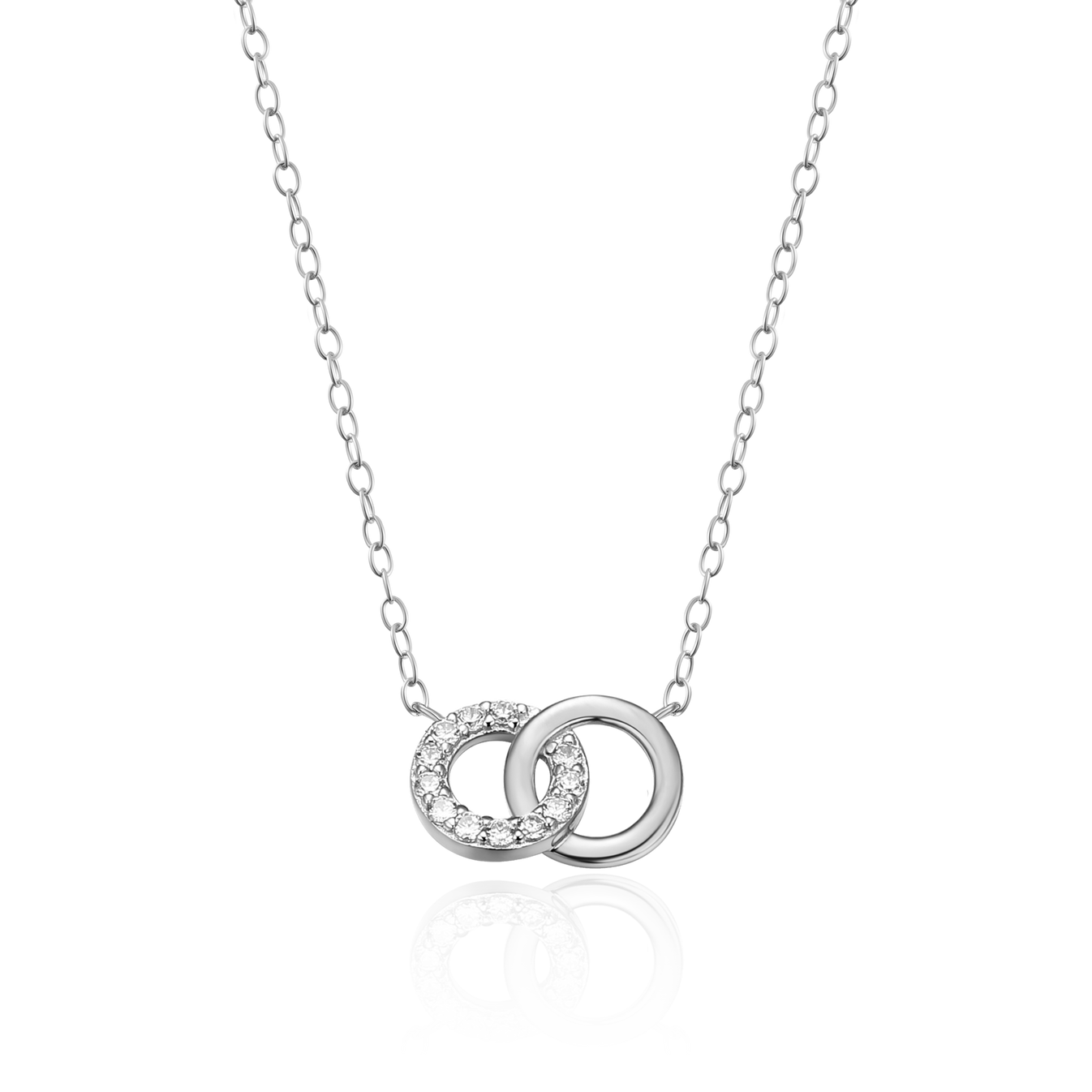 Twin Circle Necklace with Lab-Created Diamonds, Silver