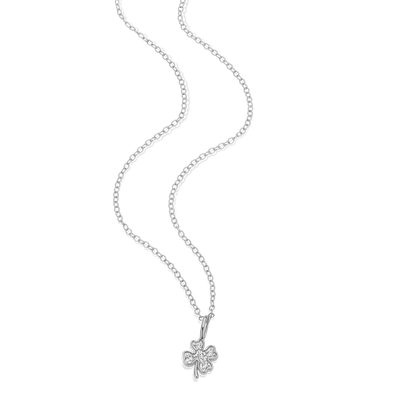 Lucky Clover Necklace with Lab-Grown Diamonds, Silver