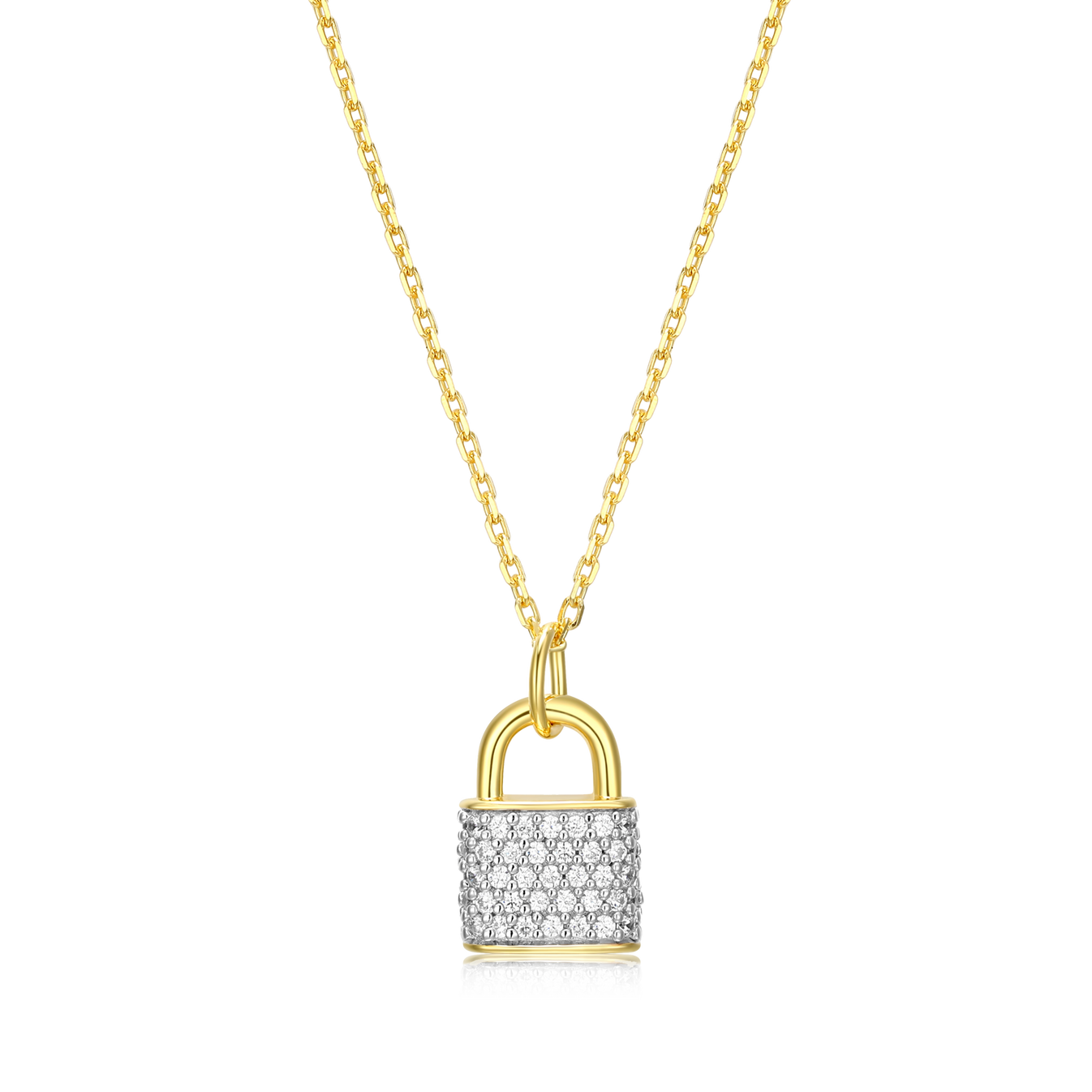 Lock Necklace with Lab-Created Diamonds, Gold