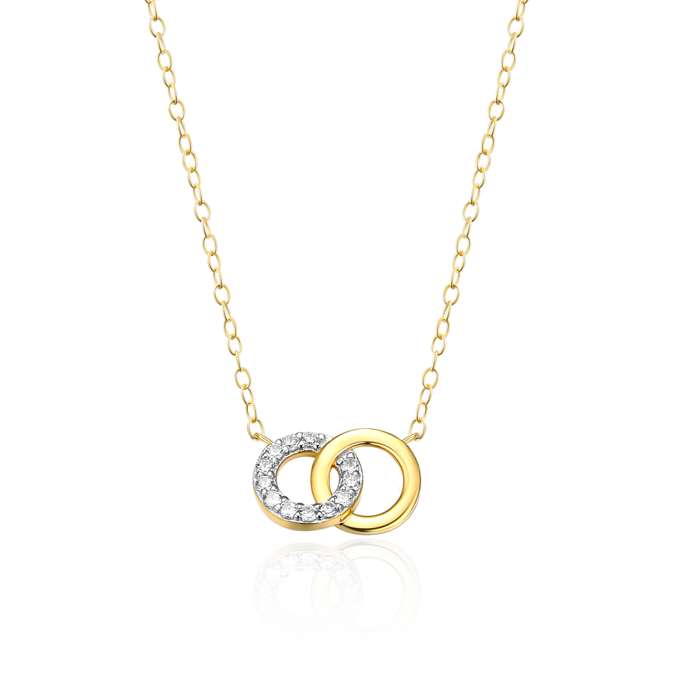 Twin Circle Necklace with Lab-Created Diamonds, Gold