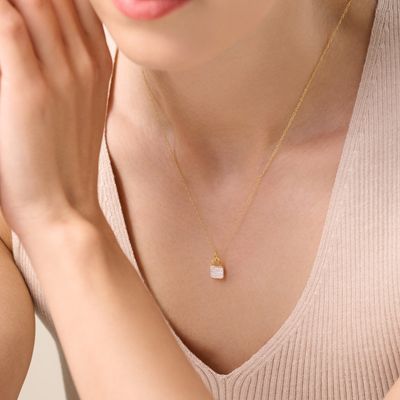 Lock Necklace with Lab-Created Diamonds, Gold