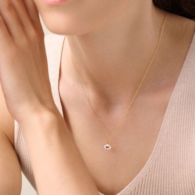 Evil Eye Necklace with Lab-Created Diamonds, Gold