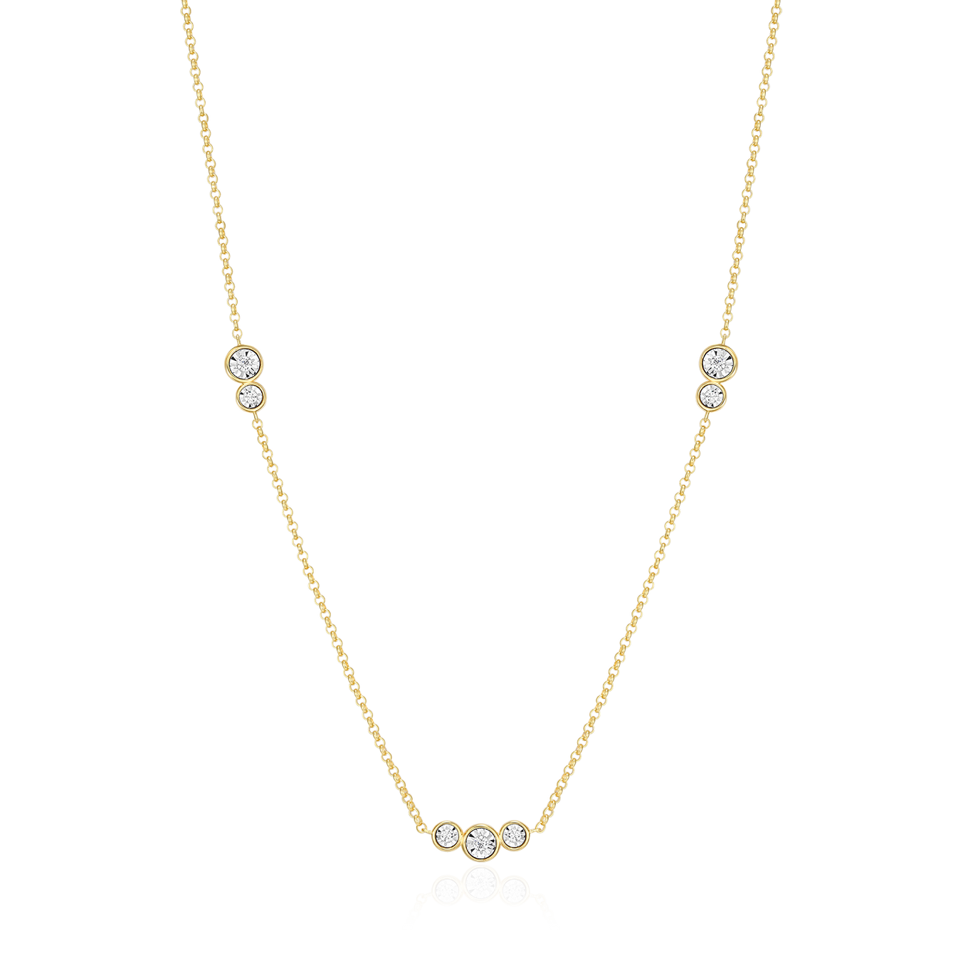 Trio Bezel-Set Station Necklace with Lab-Created Diamonds, Gold