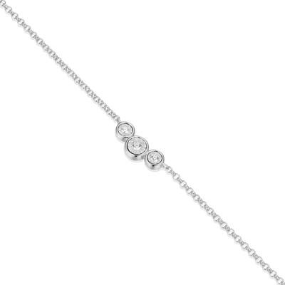 Trio Bezel-Set Station Necklace with Lab-Created Diamonds, Silver