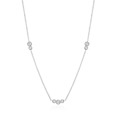 Trio Bezel-Set Station Necklace with Lab-Created Diamonds, Silver