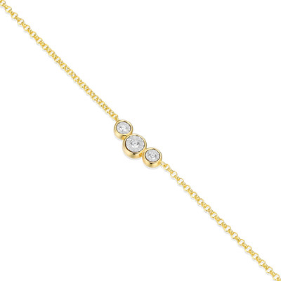 Trio Bezel-Set Station Necklace with Lab-Created Diamonds, Gold
