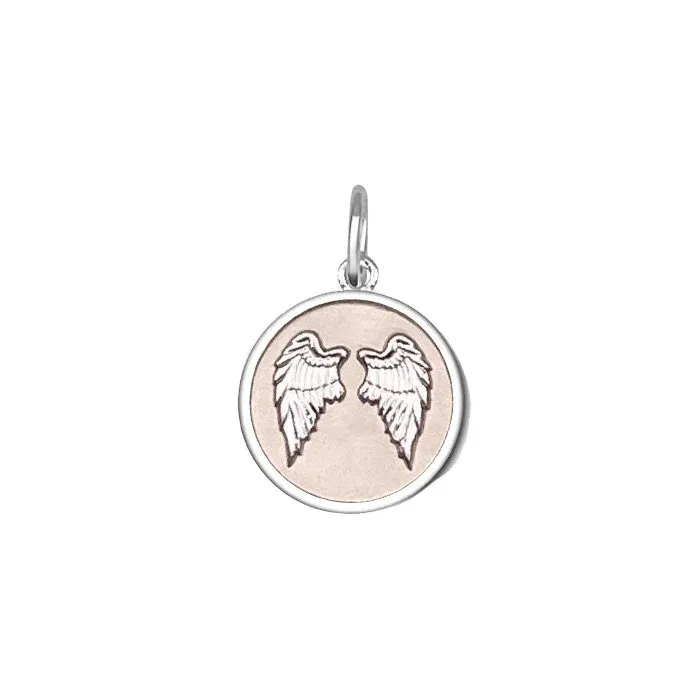 LOLA Angel Wings Fly Pendant, Silver/Pink/Small