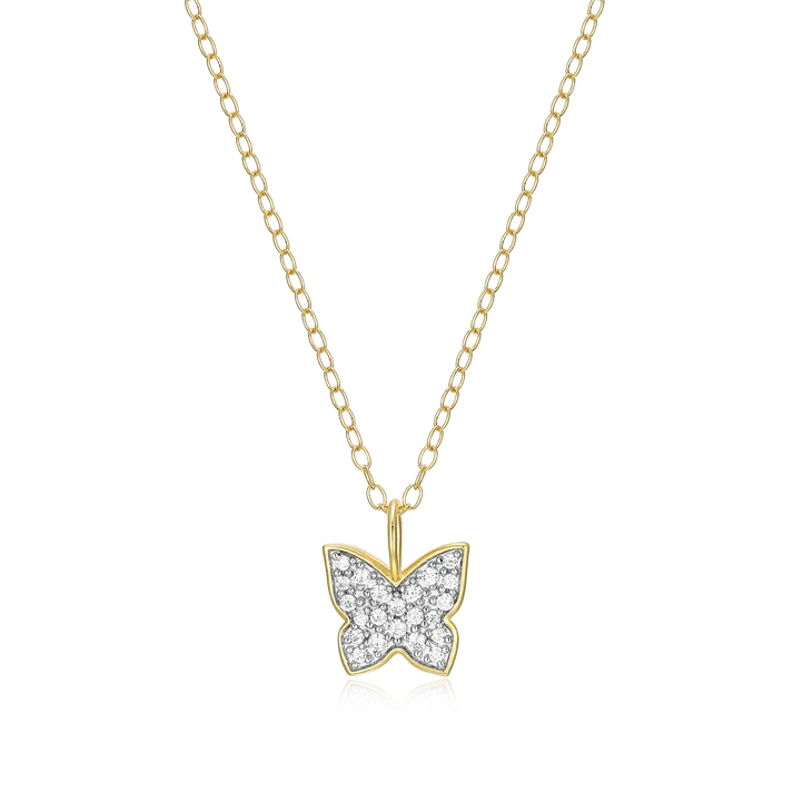 Butterfly Necklace with Lab-Created Diamonds, Gold