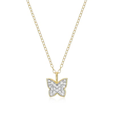 Butterfly Necklace with Lab-Created Diamonds, Gold