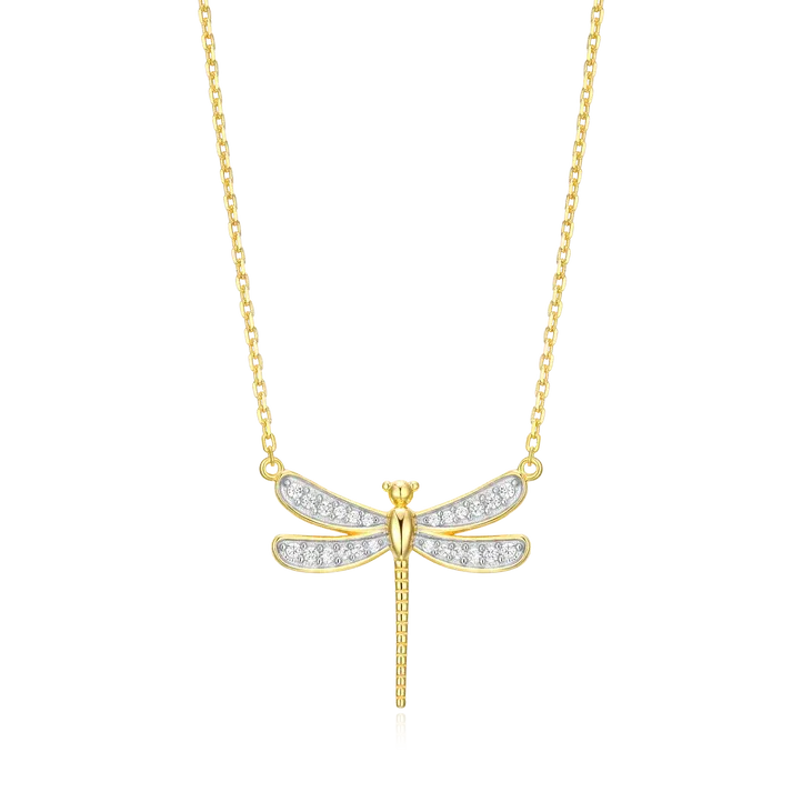 Dragonfly Necklace with Lab-Created Diamonds, Gold